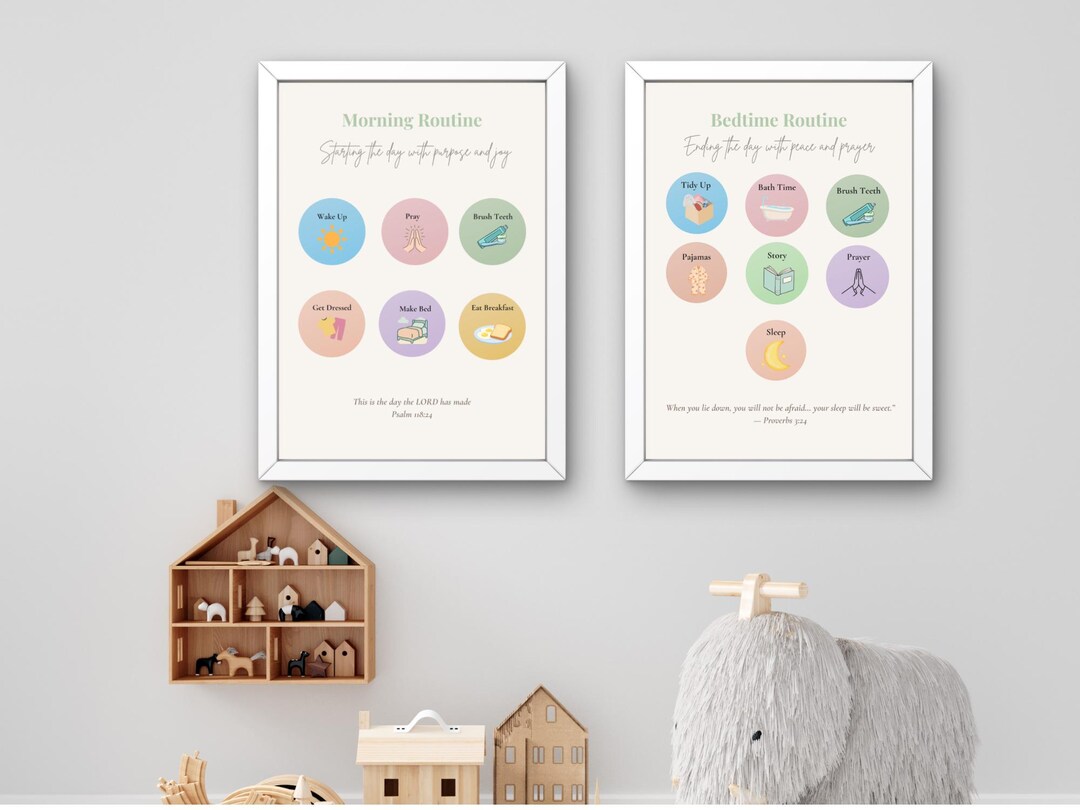 Christian Bedtime Routine Chart for Kids | Toddler Routine Printable ...