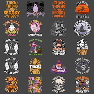 Thick Thighs Spooky Vibes Halloween PNG, Funny Ghost Quote Clipart, Curvy Girl Spooky Season Digital Download, Sarcastic Sublimation Design