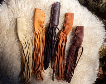 sacred.skin ~ Handmade Deerskin Leather Lighter Case w Long Fringe