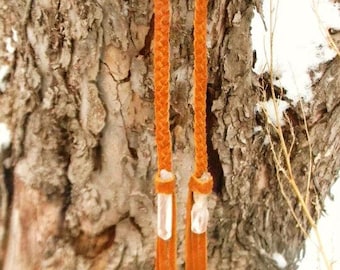 healing.grounding.flowing ~ Buckskin & Quartz Crystal Wand Earrings