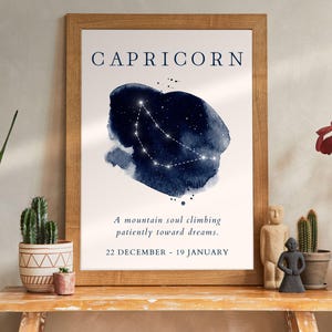 Capricorn Zodiac Constellation Print | Digital Download Wall Art | Astrology Poster | Capricorn Star Sign Print | Minimalist Zodiac Decor