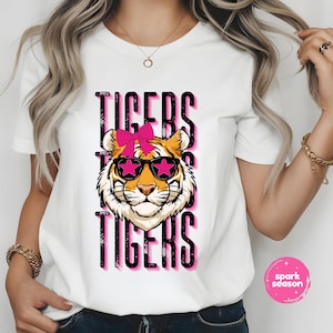 Tigers Mascot PNG | Preppy Tigers Mascot Png | Coquette Tigers Game Day Png | Tigers Shirt Sublimation Design | Tigers Cheer Png