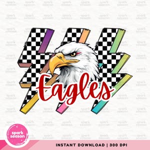 Retro Eagles Mascot PNG | Eagles Png | Eagles Shirt Sublimation Design | Eagles Game Day Png | Eagles Checkered Png | Eagles Cheer Png