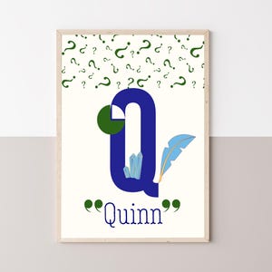 Personalised Alphabet Print Letter Q | Custom Nursery Wall Art | Kids Room Decor | Baby Name Gift | Printable Digital Download