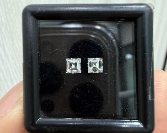 0.44ct Carre Shape Diamond Pair, G VVS-VS, Natural White Diamonds