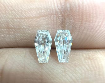 0.83ct Coffin Shape Diamond Pair, G-H VS-SI, Natural White Diamonds