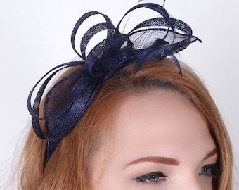 Mini Navy Blue Fascinator - Flitter-by Mesh Navy Blue Fascinator Headband