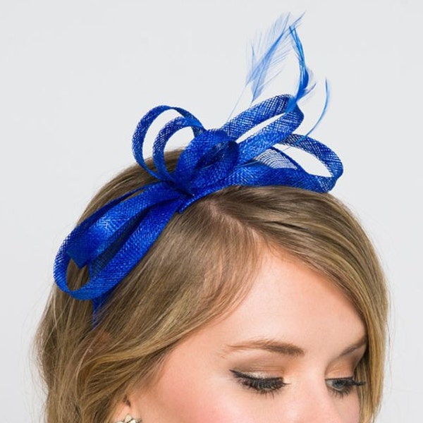 Mini Royal Blue Fascinator - Flitter-by Mesh Royal Blue Fascinator Headband
