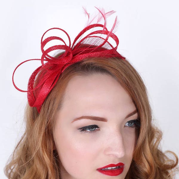 Mini Red Fascinator - Flitter-by Mesh Red Fascinator Headband