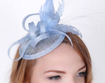 Light Blue Mini Fascinator - Arianna Mini Light Blue Mesh Fascinator