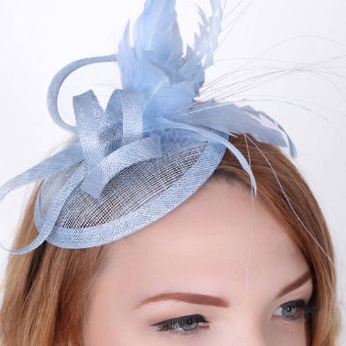 Light Blue Mini Fascinator Arianna Mini Light Blue Mesh Etsy