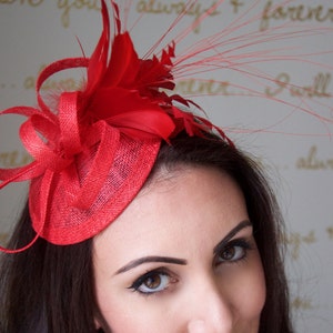 Red Mini Fascinator - Arianna Mini Red Mesh Fascinator