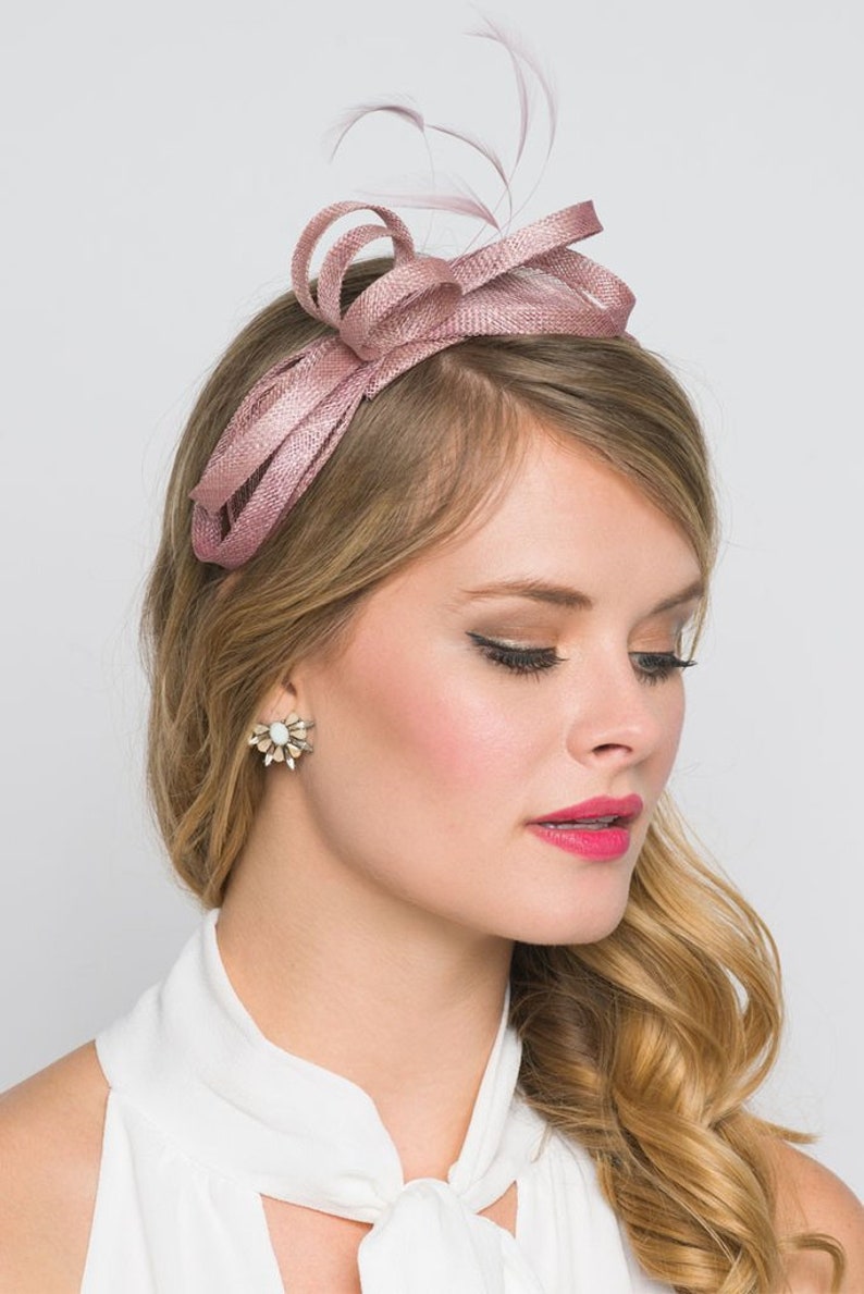 Mauve Pink Fascinator Flitterby Mesh Fascinator Headband Etsy