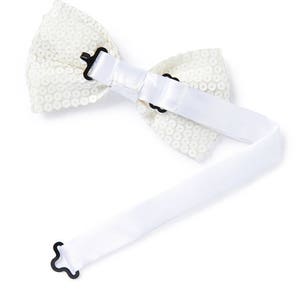 Men's Sequin Bow Tie White image 3