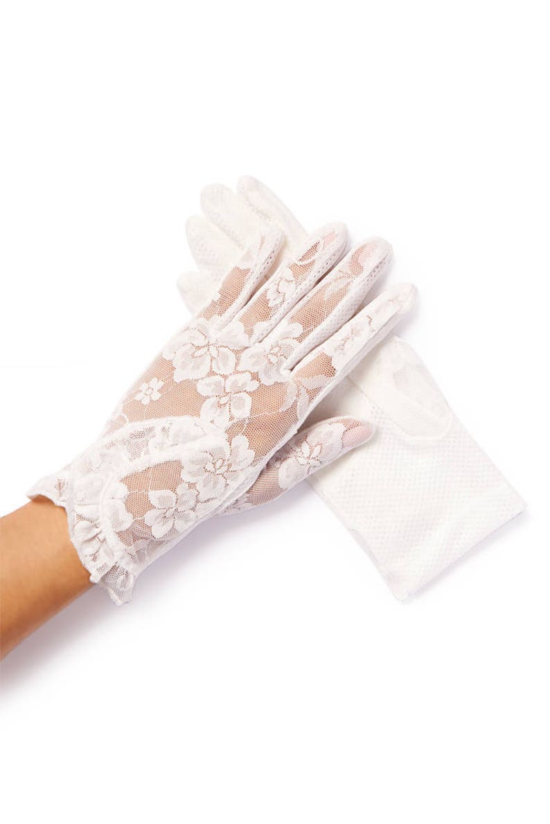 Lacey Vintage Purple Floral Overlay Lace Gloves image 4