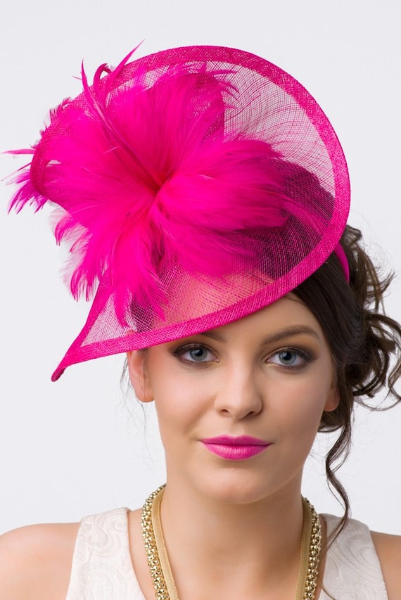 Fuschia fascinator Hot Pink Fascinator Fuchsia Hatinator Bridal Hat Fancy Ascot  main image 2