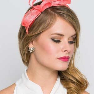 Mini Coral Fascinator - Flitter-by Mesh Coral Fascinator Headband