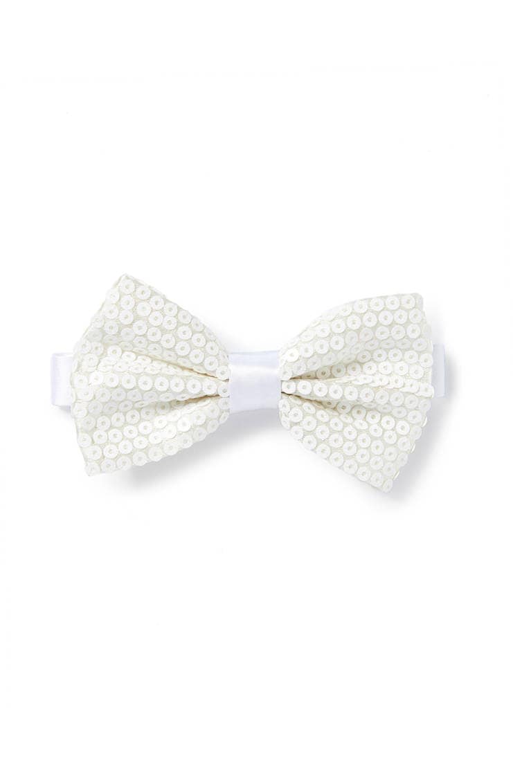 Men's Sequin Bow Tie White Etsy