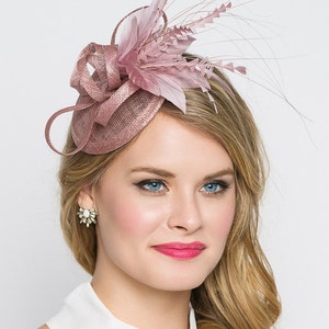 Mauve Pink Mini Fascinator - Arianna Mini Mauve Pink Mesh Fascinator