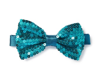 turquoise sequin bow tie