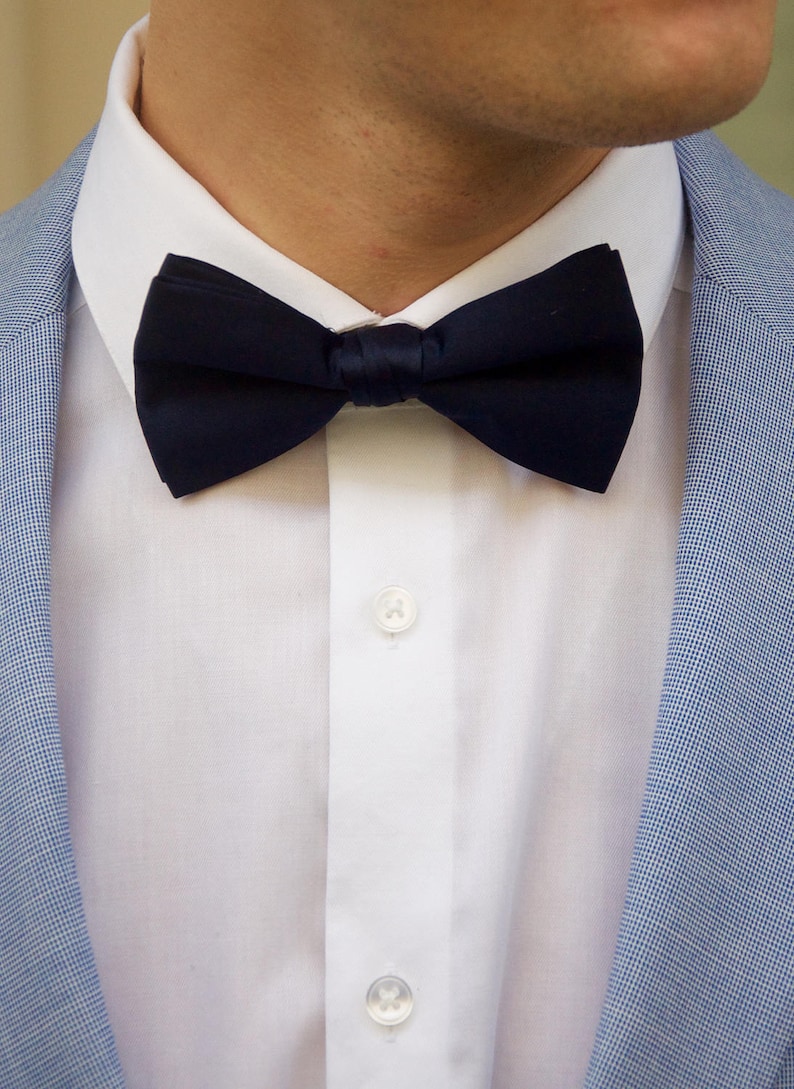 Men's Navy Blue Bow Tie Etsy