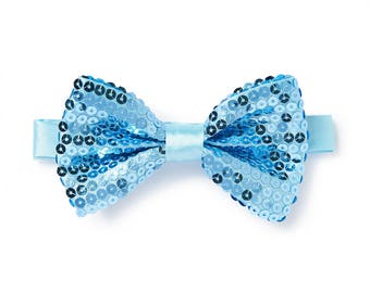 Men's Sequin Bow Tie - Light Blue