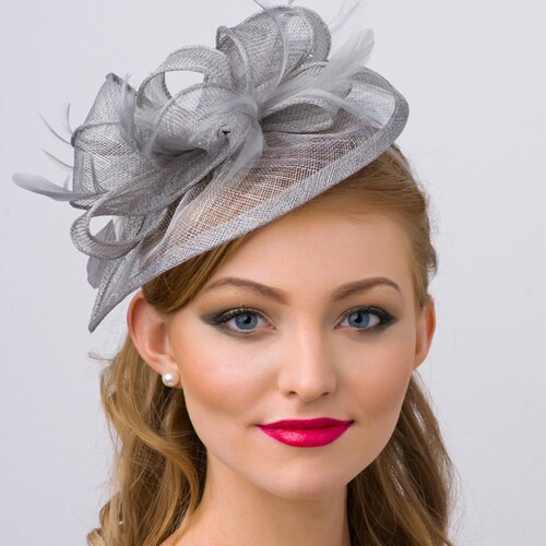 Gray Fascinator penny Mesh Hat Fascinator With Etsy UK