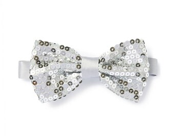 Men's Sequin Bow Tie - Silver