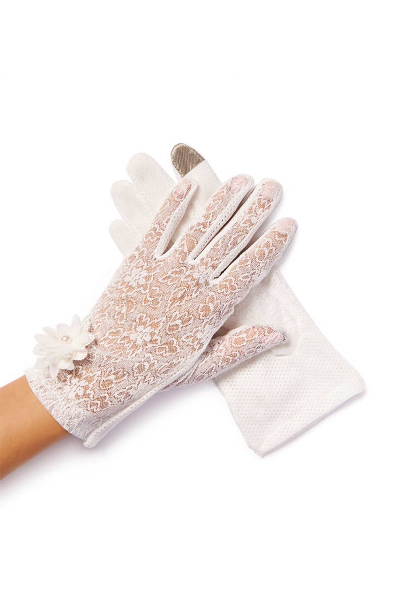 Lulu Gray Pearl & Daisy Sheer Summer Gloves image 2