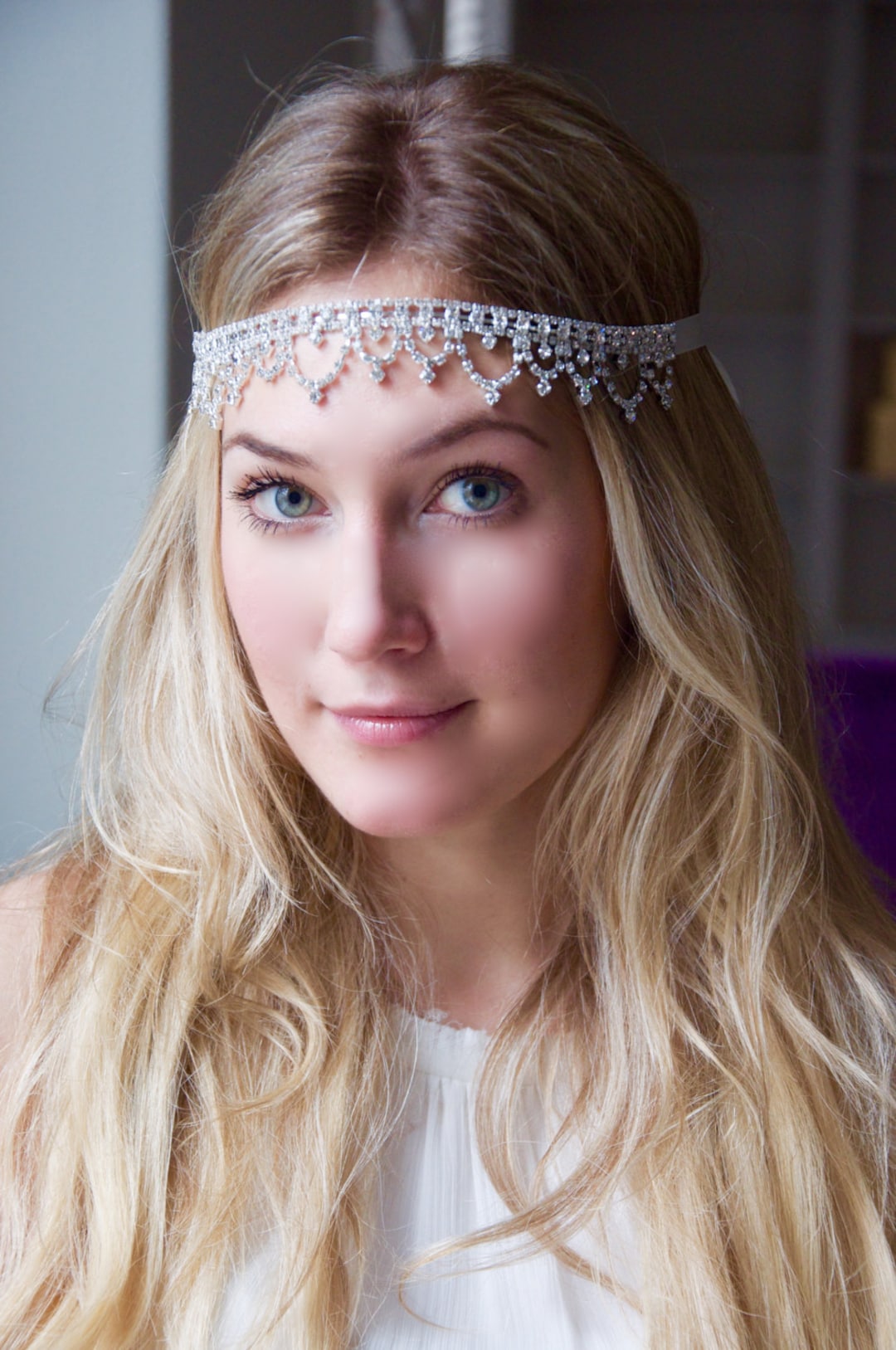 Handmade Bridal Rhinestone Headband 12.6x5.5 Inches Wedding Hair Accessory Bridal Wedding Hair Accessories Rhinestone Headband  main image 3
