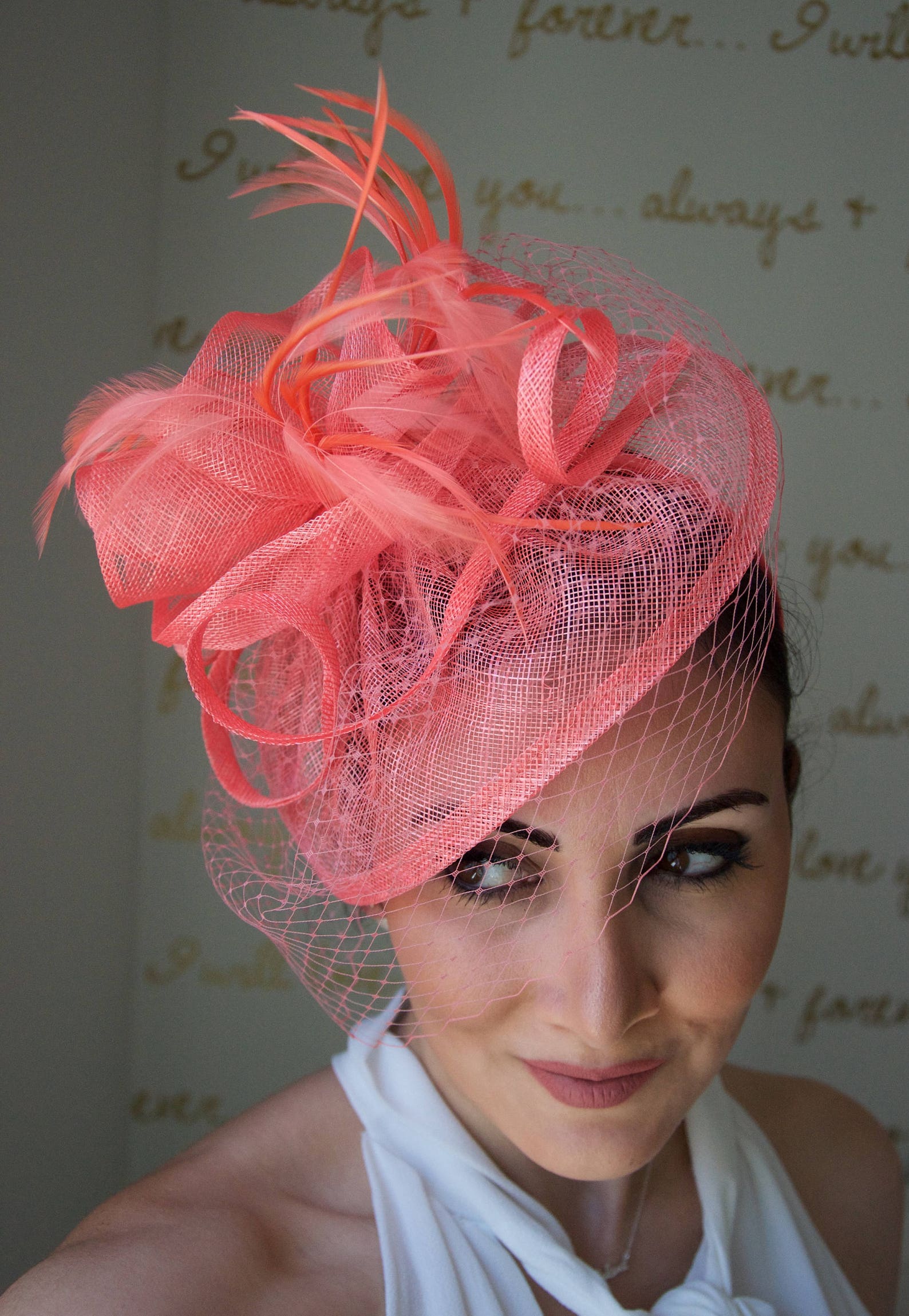 Coral Fascinator noor Coral Fascinator Hat Etsy