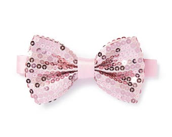 Men's Sequin Bow Tie - Light Pink