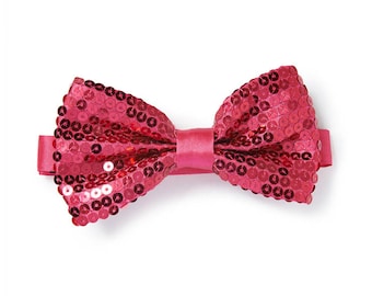Men's Sequin Bow Tie - Fuchsia