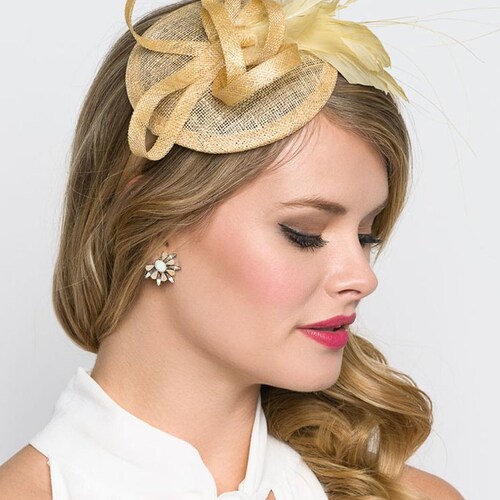 Elegant Hand Made Gold Women\'s Fasnicator with Mesh (Net) Gold Net Fascinator - Etsy main image 4