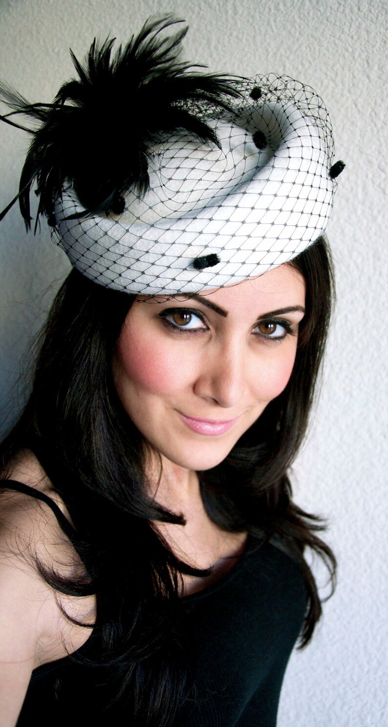 Beige Winter Hat Beige Wonderland Fascinator Hat With Black | Etsy