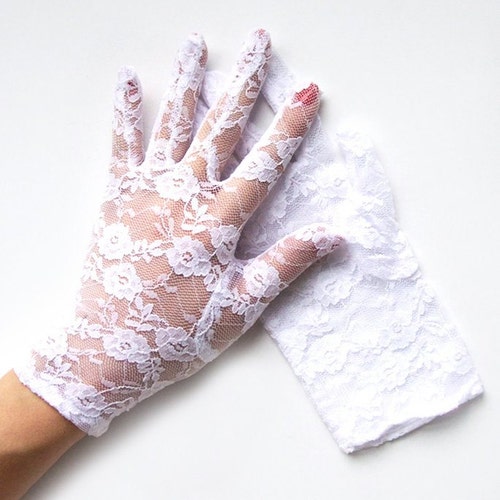 Gracie White Lace Gloves Etsy