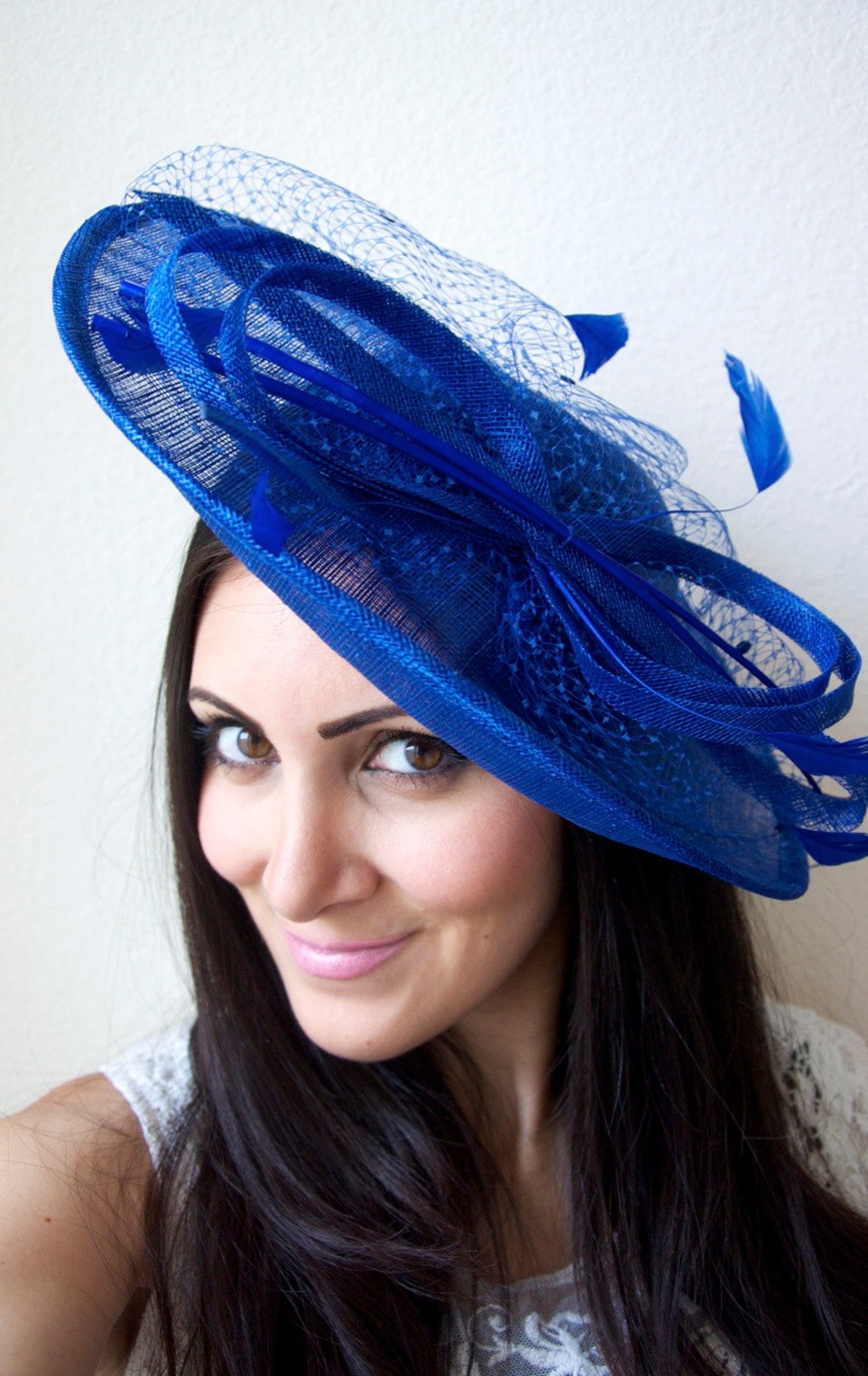 Royal Blue Fascinator Hat wendy Wide Slightly Etsy Australia