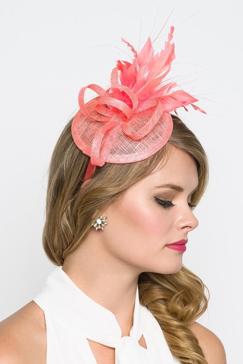 Coral Mini Fascinator Arianna Mini Coral Mesh Fascinator Etsy