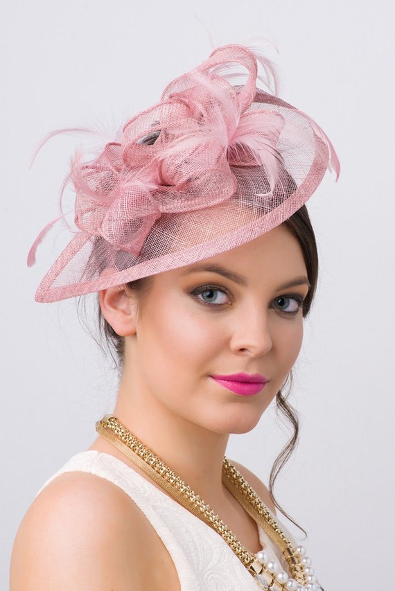 Mauve Pink Fascinator penny Mesh Hat 