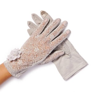 Lulu Gray Pearl & Daisy Sheer Summer Gloves image 1