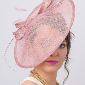 Mauve Fascinator Hat - &quot;Wendy&quot; Wide Brimmed Mauve mesh Fascinator Hat Headband