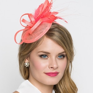 Coral Mini Fascinator - Arianna Mini Coral Mesh Fascinator