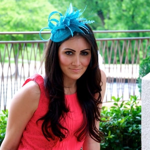 Fascinator Mini turquesa - Arianna Mini malla turquesa Fascinator