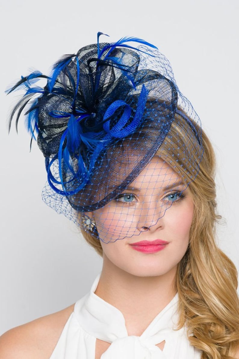 Royal Blue Fascinator noor Royal Blue & Navy Etsy UK