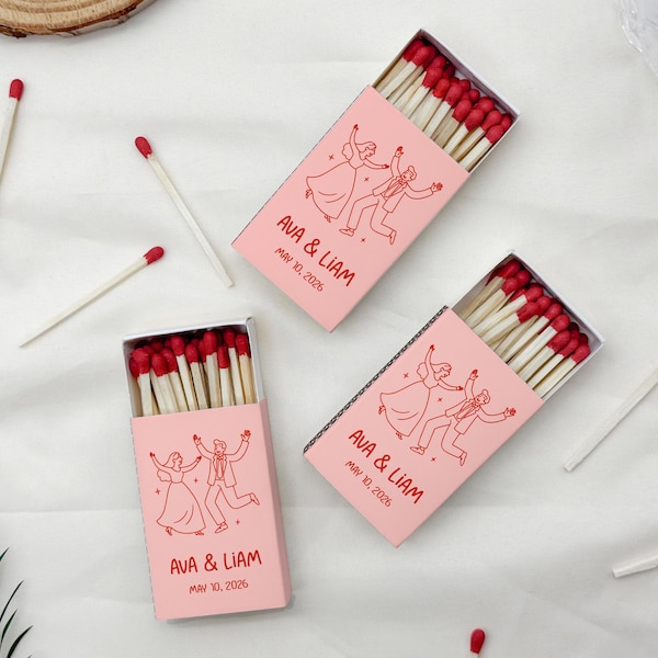 Custom Wedding Matchboxes - Personalized Bride & Groom Design - Perfect Wedding Favors for Guest, Wedding Decoration, Bridal Party Gifts
