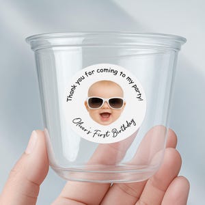 Custom Plastic Birthday Cups, Clear Party Cups, Personalized 1st Birthday Cups, Custom Face Party Cups Decorations, Baby Shower Cups Favors