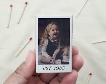 Custom Photo Birthday Matchboxes, EST 1985 Milestone Birthday Match Box, Retro Party Matchbook, 40th Birthday Gift, Bulk Birthday Favors