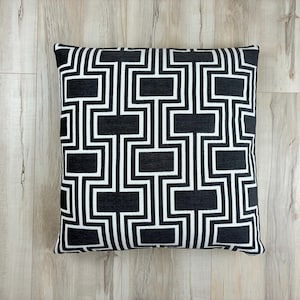 Black Geometric Print Throw Pillow Cover