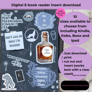 Paranormal romance kindle insert! Perfect for Kindle, Kobo, Boox and Ipad. Bookish stickers. Gifts for kindle readers.
