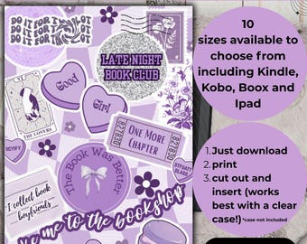 Lila Bookish E-Reader Einsatz: Kindle, Kobo, iPad (Digital Downloadbare druckbare Datei - 10 Größen verfügbar!)